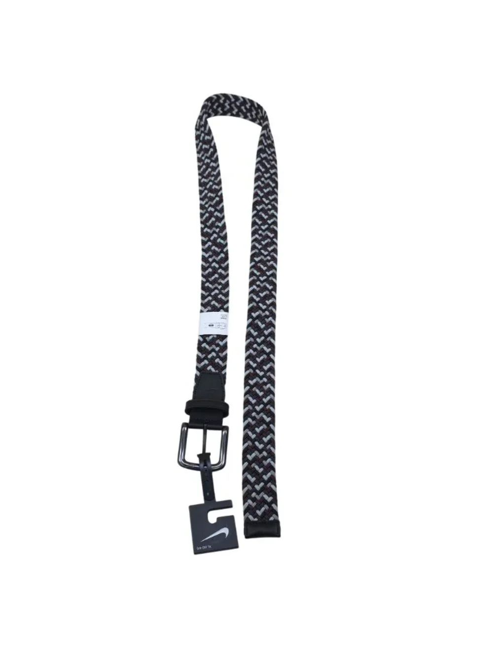 Nike Braided Woven Stretch Golf Belt XL 42-44 Metal Buckle Wine/Black/Silver